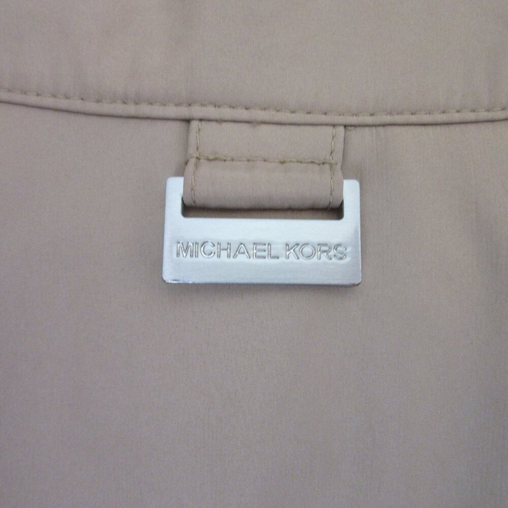 Michael Kors Tan Removable Vest Mock Neck Pockets Zip Long Sleeve Large Jacket - Picture 6 of 10